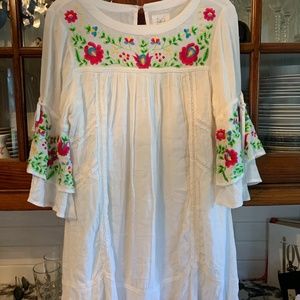 Ravi Cali white embroidered boho dress. Worn once. Retail 150‎